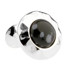 Black Snowflake Obsidian Stone Cufflinks (V-CF-G51000)