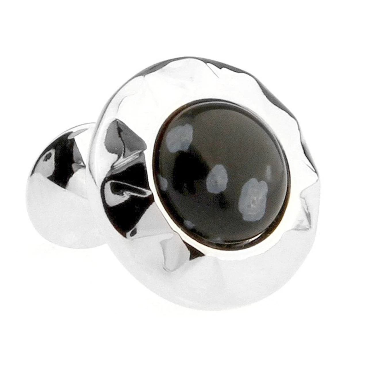 Black Snowflake Obsidian Stone Cufflinks (V-CF-G51000) 1 Black Snowflake Obsidian Stone Cufflinks (V-CF-G51000)