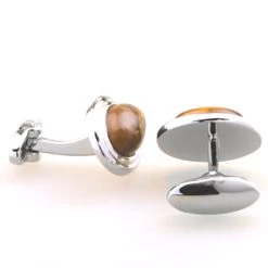 Large Cabochon Tiger's Eye Cufflinks (V-CF-G53307BR) -Fashionable Costume V CF G53307BR 2 48856.1549741473