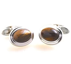Large Cabochon Tiger's Eye Cufflinks (V-CF-G53307BR) -Fashionable Costume V CF G53307BR 3 70613.1549741473