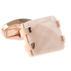 Milky Rose Quartz Rose Gold Cufflinks (V-CF-G53553-RG)