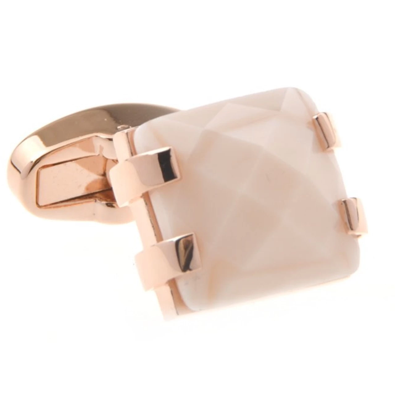 Milky Rose Quartz Rose Gold Cufflinks (V-CF-G53553-RG) 1 Milky Rose Quartz Rose Gold Cufflinks (V-CF-G53553-RG)