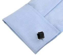 Large Faceted Cut Black Onyx In Silver Cufflinks (V-CF-G56844B-S) -Fashionable Costume V CF G56844B S 4 70179.1607208033