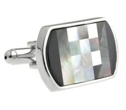 Black Onyx And Mother Of Pearl Cufflinks (V-CF-G60446)