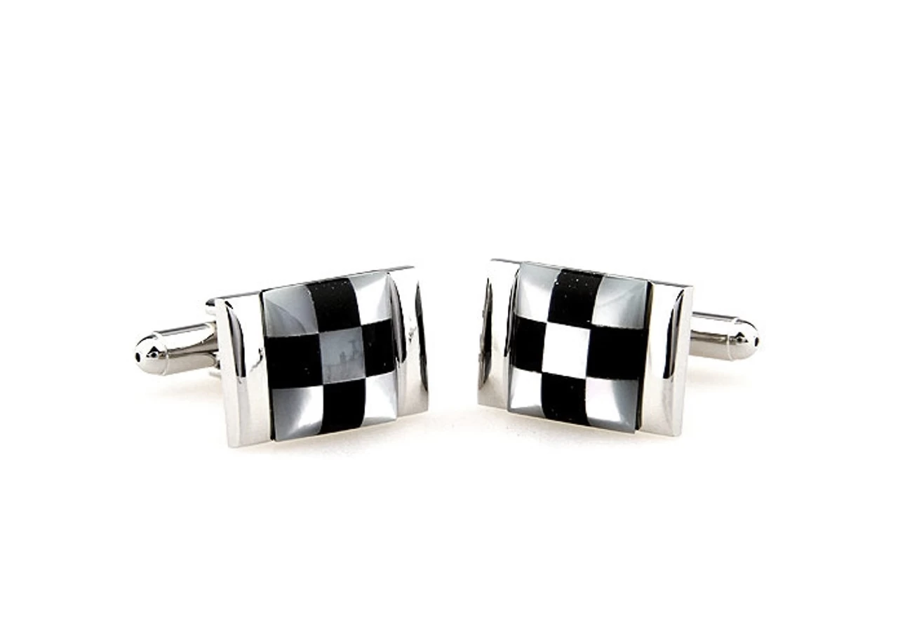Black Onyx And Mother Of Pearl Cufflinks (V-CF-G61996) 3 Black Onyx And Mother Of Pearl Cufflinks (V-CF-G61996) - Image 3