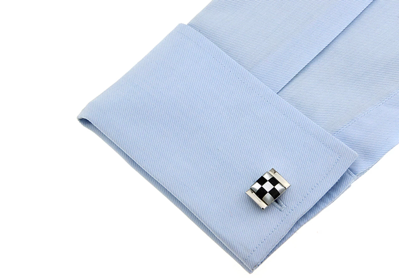 Black Onyx And Mother Of Pearl Cufflinks (V-CF-G61996) 2 Black Onyx And Mother Of Pearl Cufflinks (V-CF-G61996) - Image 2