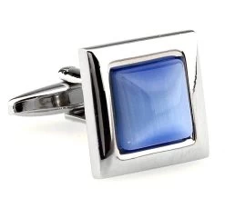 Light Blue Cat's Eye Stone Square Cufflinks (V-CF-G62172LB)
