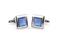Light Blue Cat's Eye Stone Square Cufflinks (V-CF-G62172LB) -Fashionable Costume V CF G62172LB 3 54984.1535129274