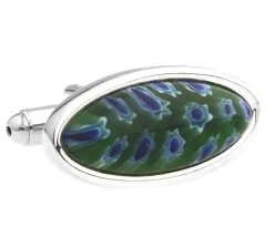 Blue & Green Murano Millefiori Floral Glass Cufflinks (V-CF-G64638-1-S)