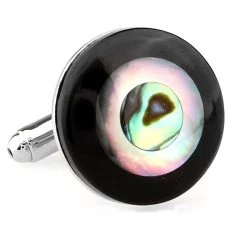 MOP And Abalone Shell Circle Inlay Cufflinks (V-CF-G66287)