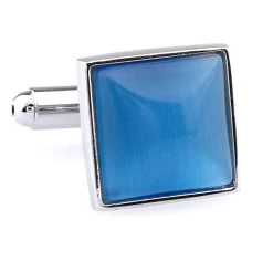 Blue Cat's Eye Stone Square Cufflinks (V-CF-G66604LBL)