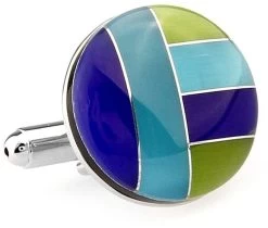 Multi-Blue & Green Cat's Eye Cufflinks (V-CF-G66802)