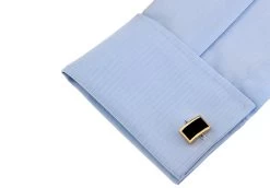 Gold Chain Design With Black Onyx Cufflinks (V-CF-G703-G) -Fashionable Costume V CF G703 G 3 96402.1550175908