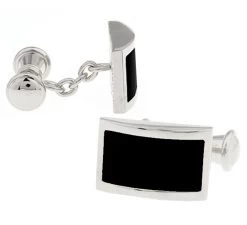 Black Onyx Chained Cufflinks (V-CF-G703-S) -Fashionable Costume V CF G703 S 1 60667.1549941104