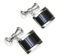 Black Onyx Chained Cufflinks (V-CF-G703-S)