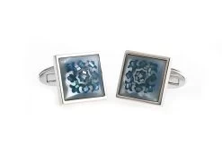 Intricate Turquoise Blue Mosaic Mother Of Pearl Cufflinks (V-CF-G8077BL) -Fashionable Costume V CF G8077BL 3 85145.1535051055