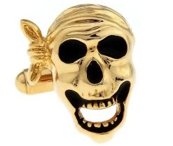 Black And Gold Pirate Skull Cufflinks (V-CF-M421-G)