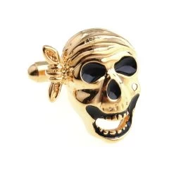Black And Gold Pirate Skull Cufflinks (V-CF-M421-G) -Fashionable Costume V CF M421 G 89363.1552677383