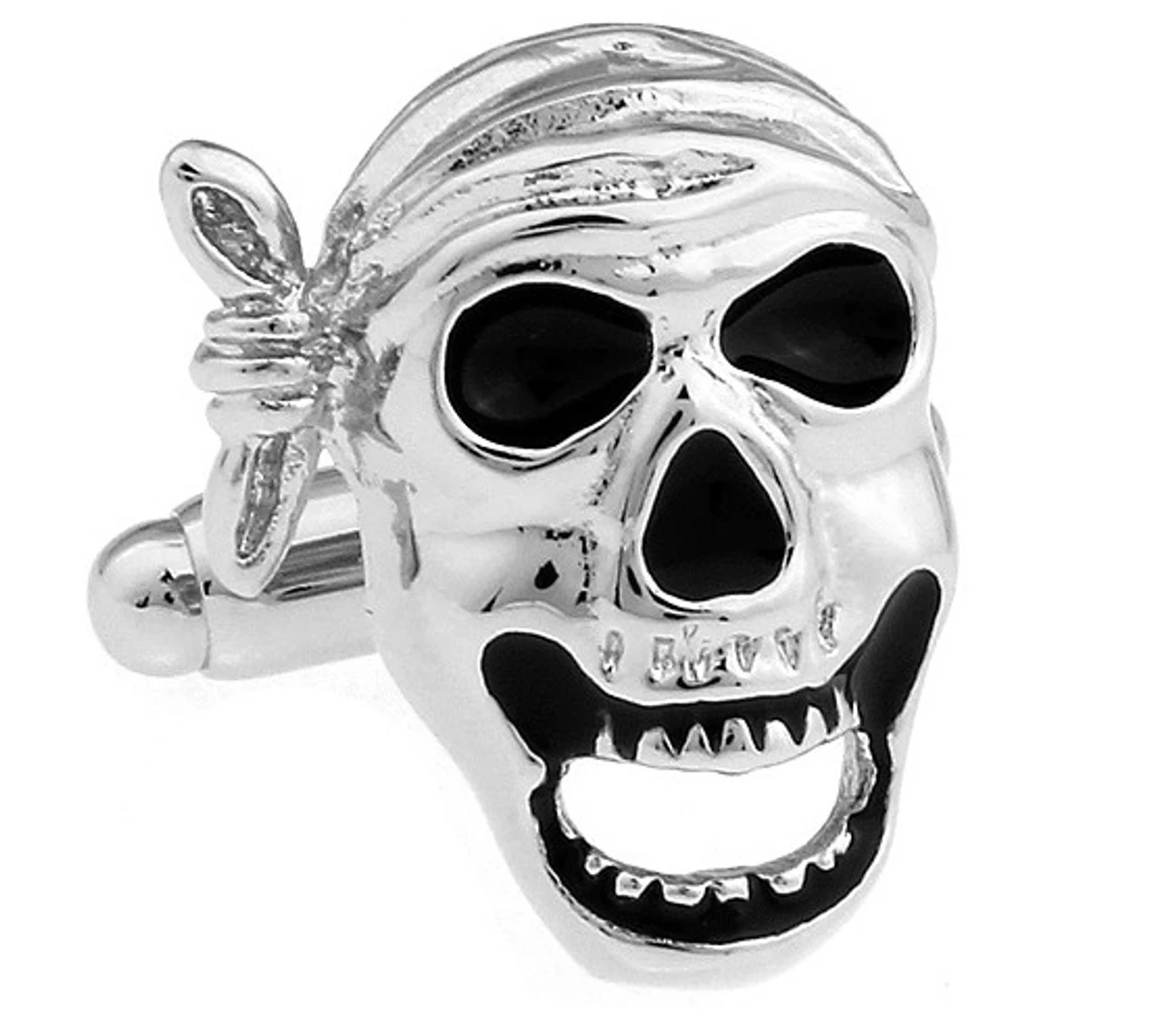 Black And Silver Pirate Skull Cufflinks (V-CF-M421-S) 1 Black And Silver Pirate Skull Cufflinks (V-CF-M421-S)