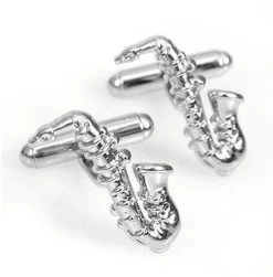 Silver Saxophone Cufflinks (V-CF-M479-S)