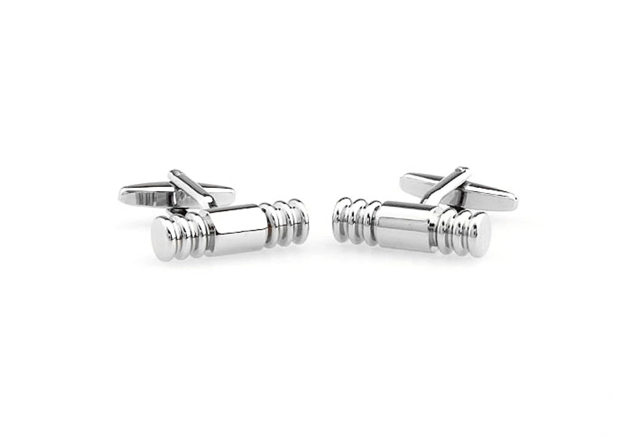 Long Silver Cylinder Cufflinks (V-CF-M50255S) 3 Long Silver Cylinder Cufflinks (V-CF-M50255S) - Image 3