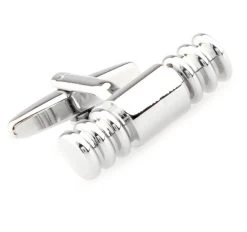 Long Silver Cylinder Cufflinks (V-CF-M50255S)