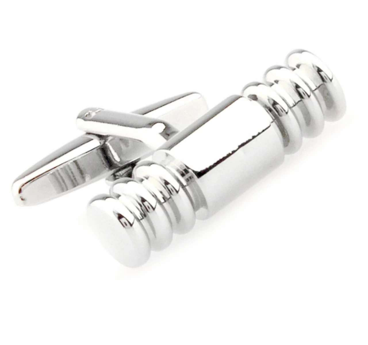Long Silver Cylinder Cufflinks (V-CF-M50255S) 1 Long Silver Cylinder Cufflinks (V-CF-M50255S)