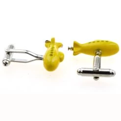Yellow Submarine With Moving Propeller Cufflinks (V-CF-M52988) -Fashionable Costume V CF M52988 2 85670.1580513525