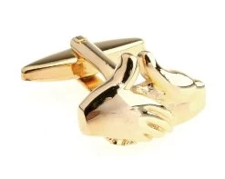 Gold Shaking Hands Cufflinks (V-CF-M6014-G)
