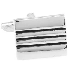 Black Stripe Rectangle Silver Cufflinks (V-CF-M70773S)