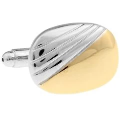 Gold Panel Silver Cufflinks (V-CF63713)