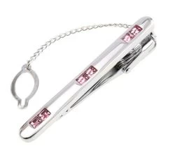 Pink Swarovski® Crystal Silver Tie Bar Clip
