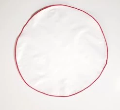 100% Cotton White 2-in-1 Pouf Round Pocket Square With Red Trim 9 100% Cotton White 2-in-1 Pouf Round Pocket Square With Red Trim -Fashionable Costume V PF CT0002 4 25907.1680385493