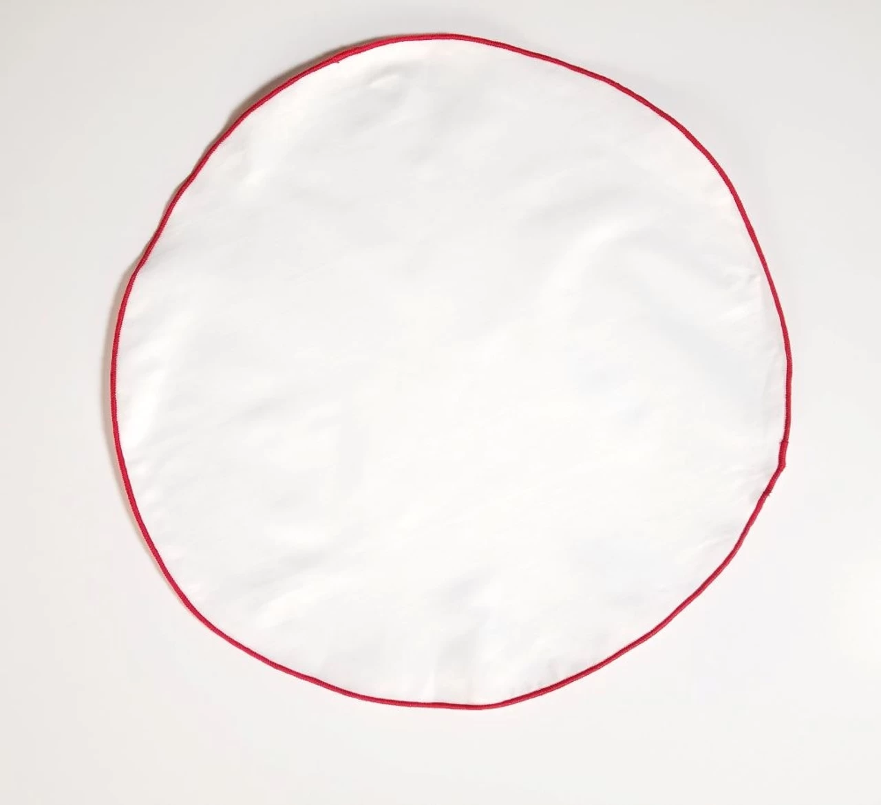 100% Cotton White 2-in-1 Pouf Round Pocket Square With Red Trim 4 100% Cotton White 2-in-1 Pouf Round Pocket Square With Red Trim - Image 4