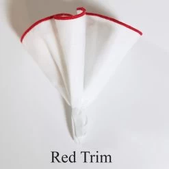 100% Cotton White 2-in-1 Pouf Round Pocket Square With Red Trim 8 100% Cotton White 2-in-1 Pouf Round Pocket Square With Red Trim -Fashionable Costume V PF CT0002 5 63328.1680385505
