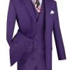 Vinci 2-Button Purple Windowpane With Double-breasted Vest Suit