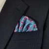 Blue With Pink Flowers Pre-Folded Pocket Square Insert