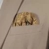 Silk Blend Pre-Folded Fan Design Pocket Square Insert - Gold & Brown