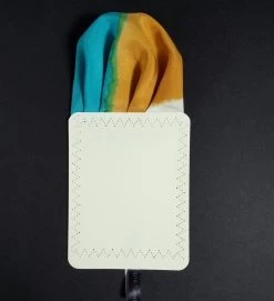 100% Silk Pre-Folded Pocket Square Insert - Teal And Gold -Fashionable Costume VA PSI 0950F 2 33067.1646760299