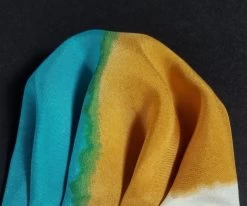 100% Silk Pre-Folded Pocket Square Insert - Teal And Gold -Fashionable Costume VA PSI 0950F 3 71896.1646760293