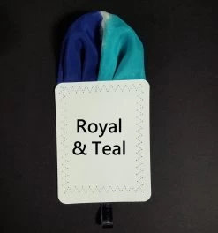 100% Silk Pre-Folded Pocket Square Insert - Teal And Royal -Fashionable Costume VA PSI 0951F 2a 67136.1646760170