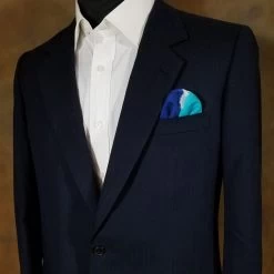 100% Silk Pre-Folded Pocket Square Insert - Teal And Royal -Fashionable Costume VA PSI 0951F 14175.1646760179