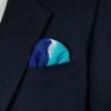100% Silk Pre-Folded Pocket Square Insert - Teal And Royal