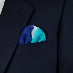 100% Silk Pre-Folded Pocket Square Insert - Teal And Royal -Fashionable Costume VA PSI 0951Fa 35617.1646760172