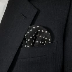 Black With Cream Squares 100% Silk Pre-Folded Pocket Square Insert 10 Black With Cream Squares 100% Silk Pre-Folded Pocket Square Insert -Fashionable Costume VA PSI 200 2 81460.1641593791