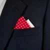 Two-Tone Red Polka Dots With White 100% Cotton Pre-Folded Pocket Square Insert