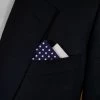 Two-Tone White Dots On Navy 100% Cotton Pre-Folded Pocket Square Insert