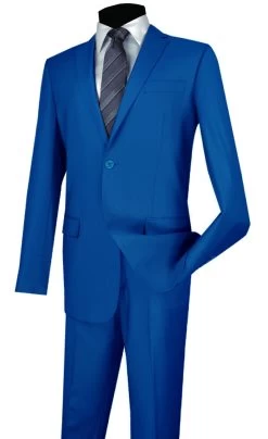 Vinci 2-Button French Blue Classic Suit - Slim Fit