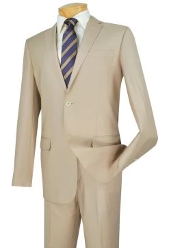 Vinci 2-Button Light Beige Classic Suit - Slim Fit