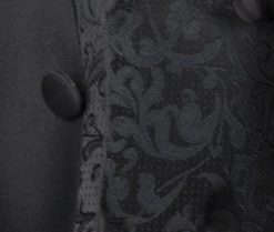 Vinci 3 Piece Collar-less Floral Pattern Vested Fancy Suit - Black -Fashionable Costume VCI SU SV2HT 2 B 3 00409.1581489303